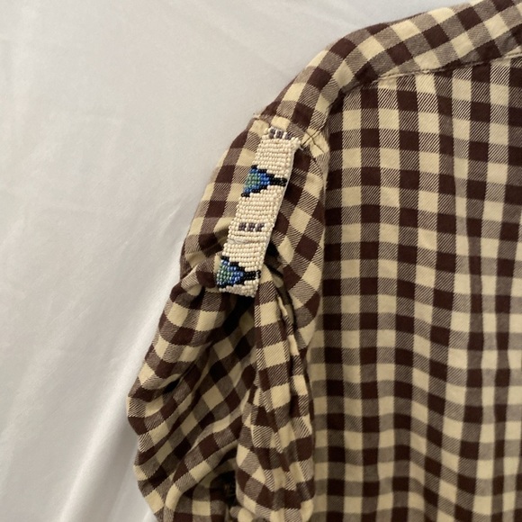 Denim & Supply Ralph Laurenbrown check with bead detail size small button down - Picture 5 of 6